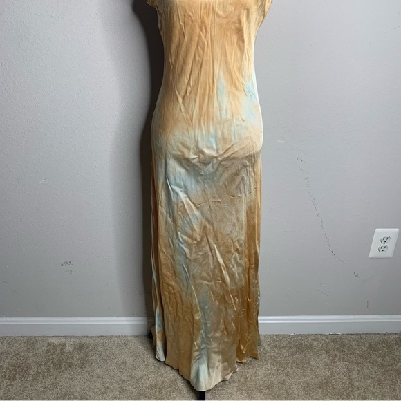 A.L.C Amana Blue Tan Satin Maxi Dress - Picture 11 of 15